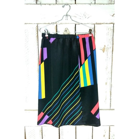 Vintage black rainbow striped disco skirt - 6 - Picture 4 of 4